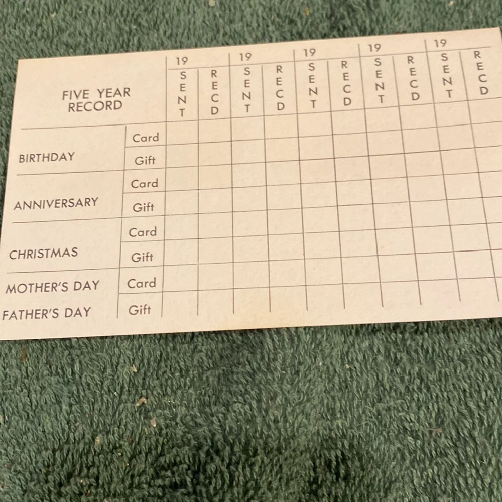 Vintage 1980s card rack – dates to remember
